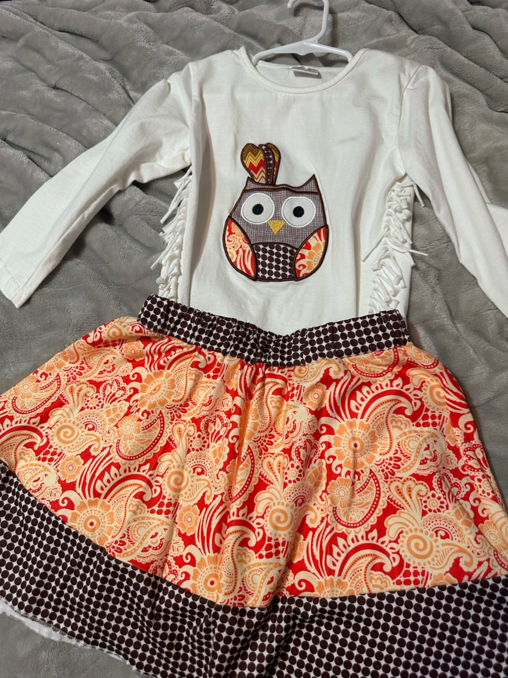 Boutique Pink Lined Skirt with Brown Polka Dots and Ruffle Trim